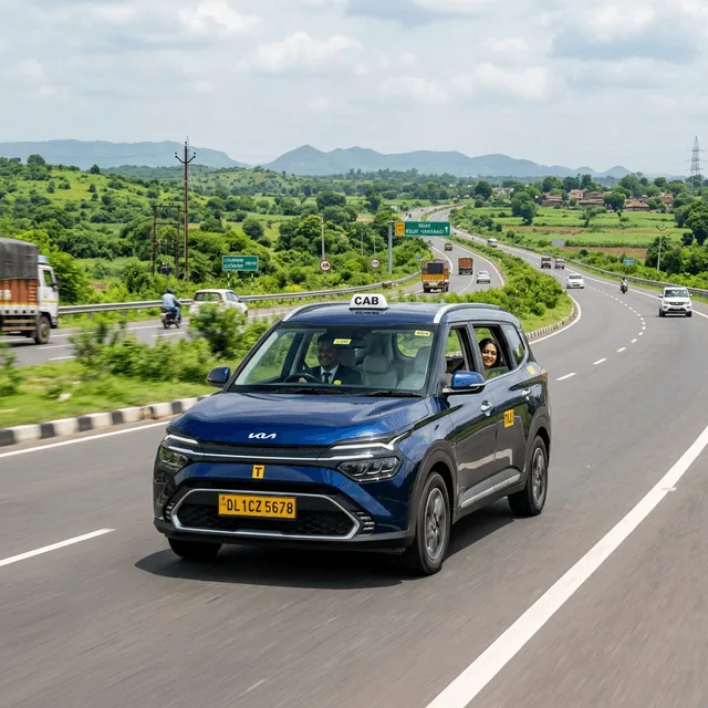 Kia Carens cab travelling on an Indian highway